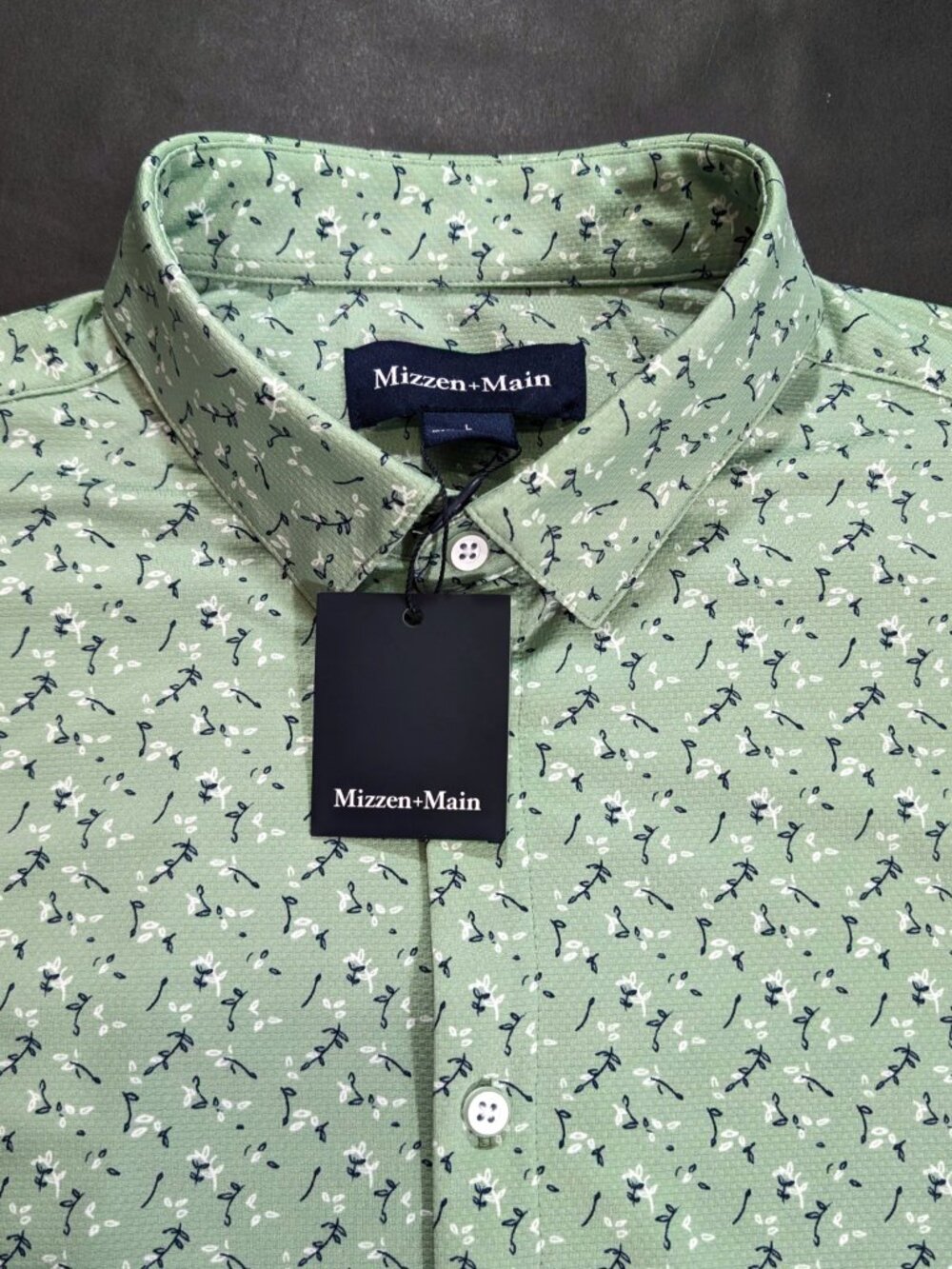 Mizzen+Main Trim Fit Halyard Green Floral Short Sleeve Button-Up Shirt Size XL